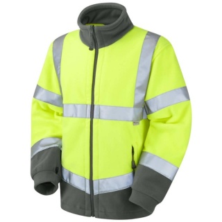Leo Workwear F01-Y HartlandTwo ToneEcoViz Hi Vis Fleece Jacket Yellow / Graphite Grey